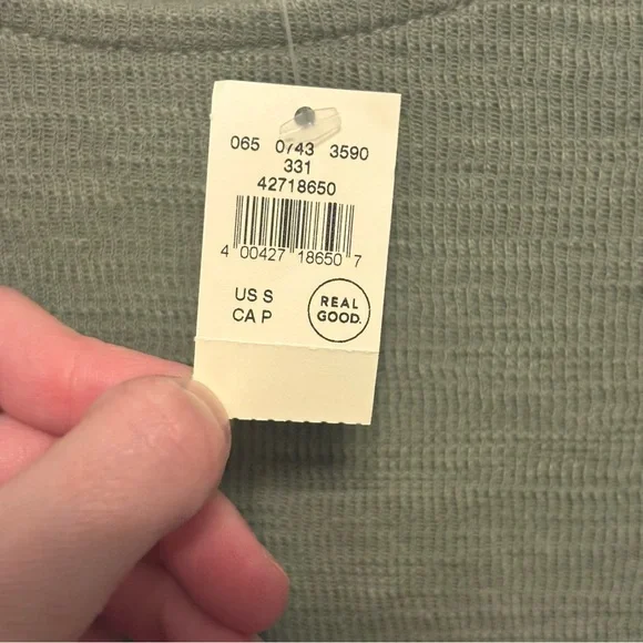 Aerie Endless Summer Cropped Sweatshirt Womens Small Olive Green Long Tie Sleeve - Picture 5 of 16